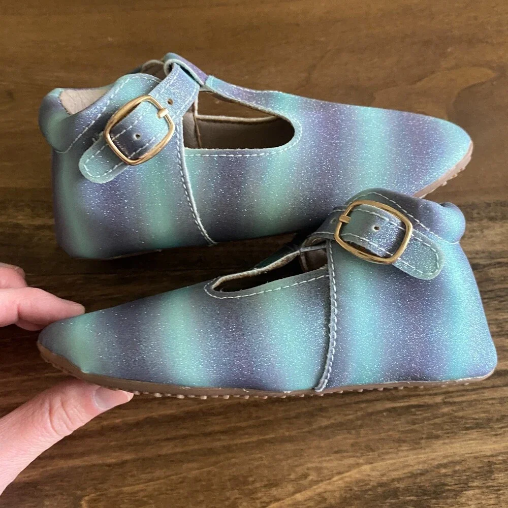 Monkey Feet Shimmery Blue & Purple Mary Jane Shoes Girls' 3-4Y